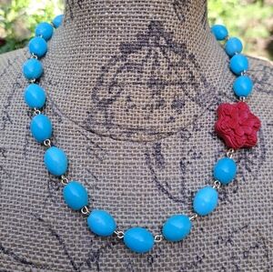 Asymmetrical Cinnabar Beaded Quartz Necklace